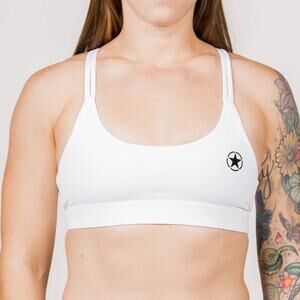 Savage Barbell Knotty Back Sports Bra White Size Small